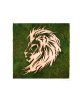 Tableau végétal avec une tête de lion en bois